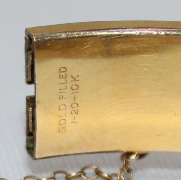 Antique Victorian 10K Gold Filled Enamel Taille D'Epargne Buckle Bangle Bracelet - Picture 4 of 8